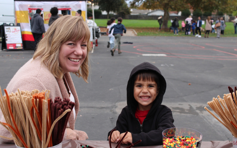 Mom and son at an afterschool event.